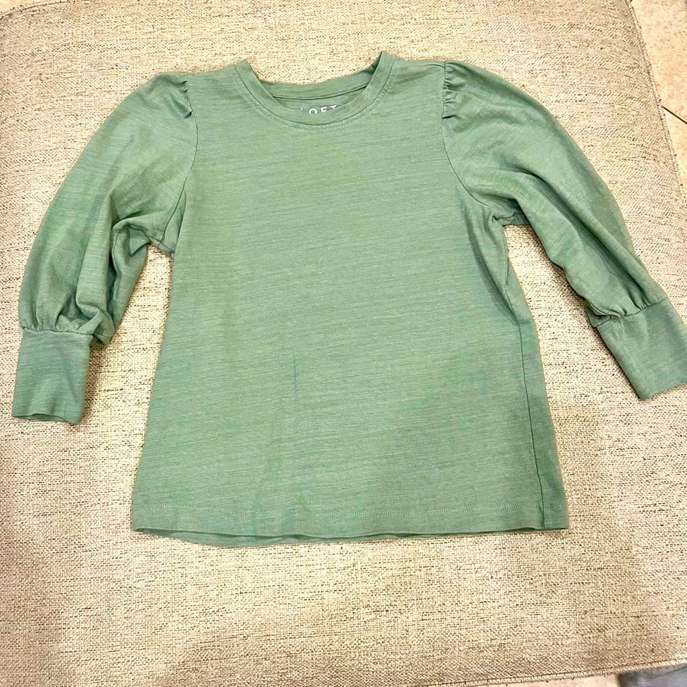 Loft Light Green Balloon Sleeve Shirt